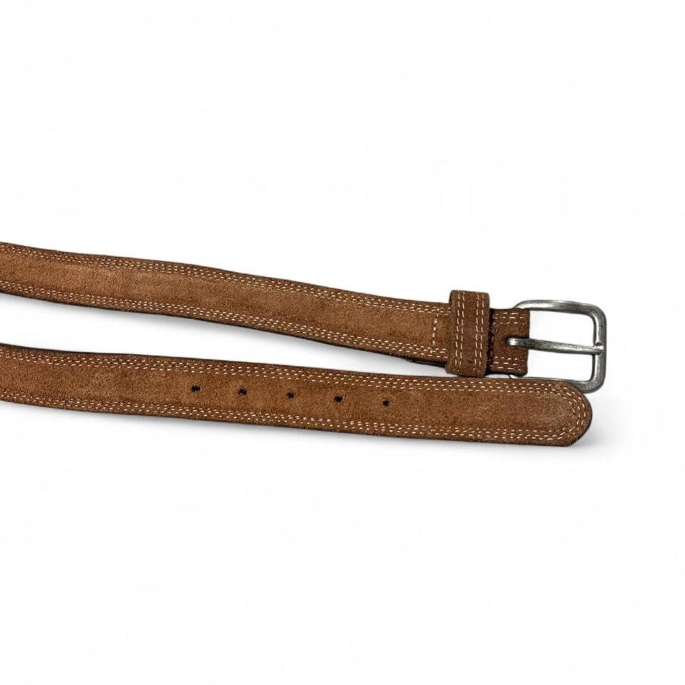 Brown suede belt with silver buckle